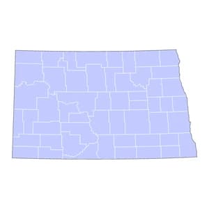 North Dakota county-level mortgage loan limits heatmap for 2026