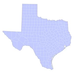 Texas county-level mortgage loan limits heatmap for 2026
