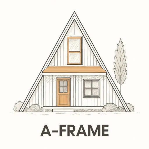 A-Frame style house with distinctive triangular shape