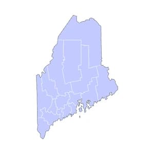 Maine county-level mortgage loan limits heatmap for 2026