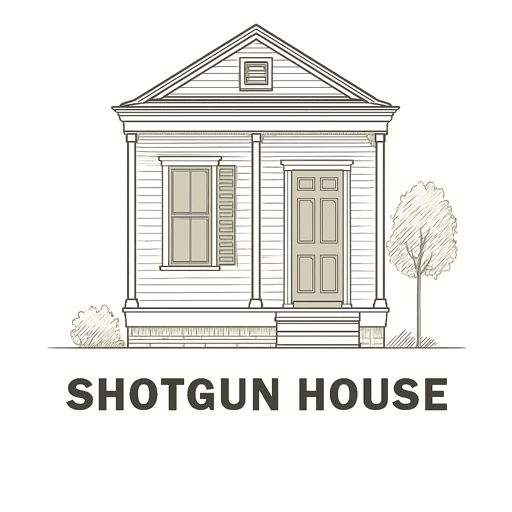 Shotgun style house with narrow, single-story design