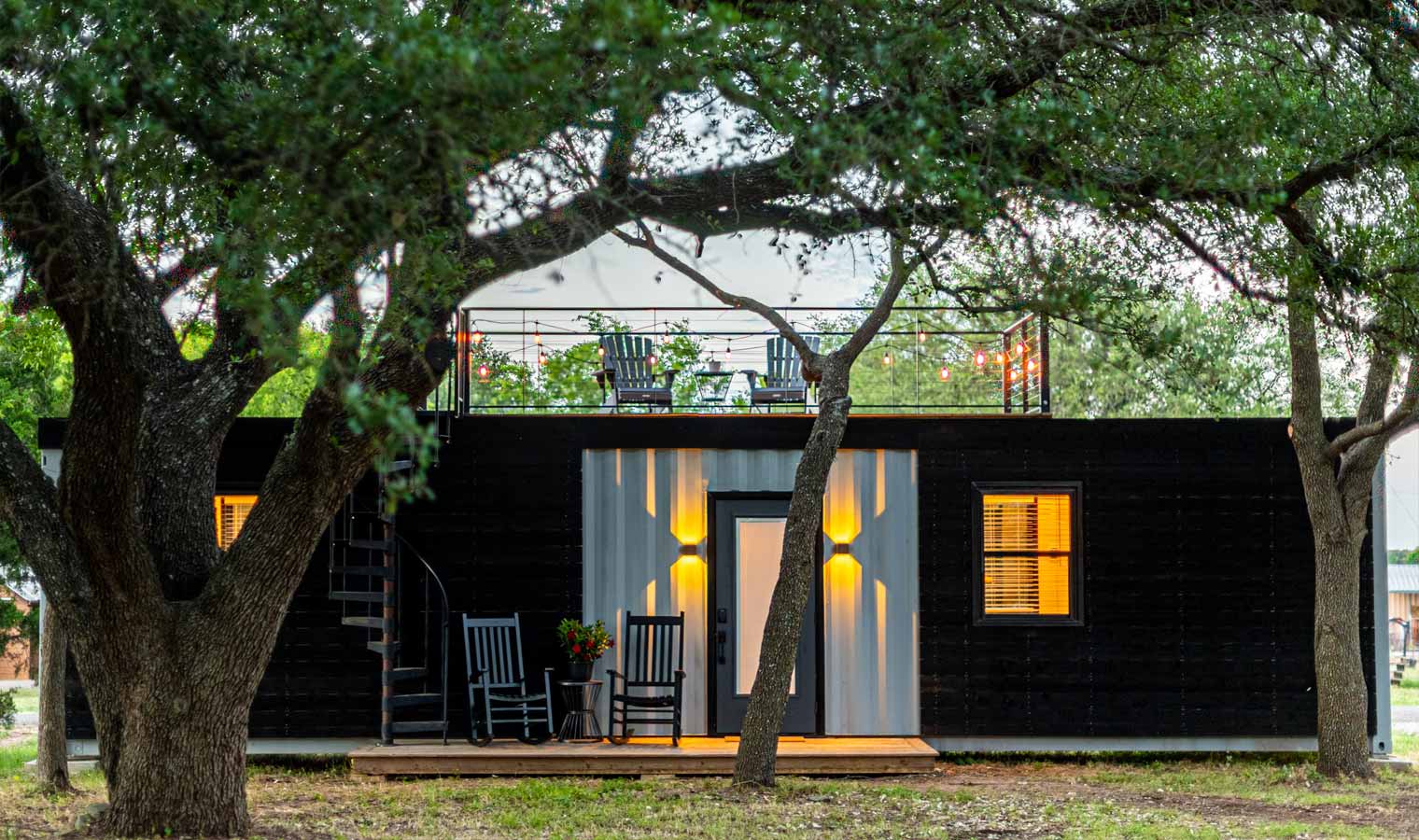 Image of a shipping container home which is literally built from shipping containers