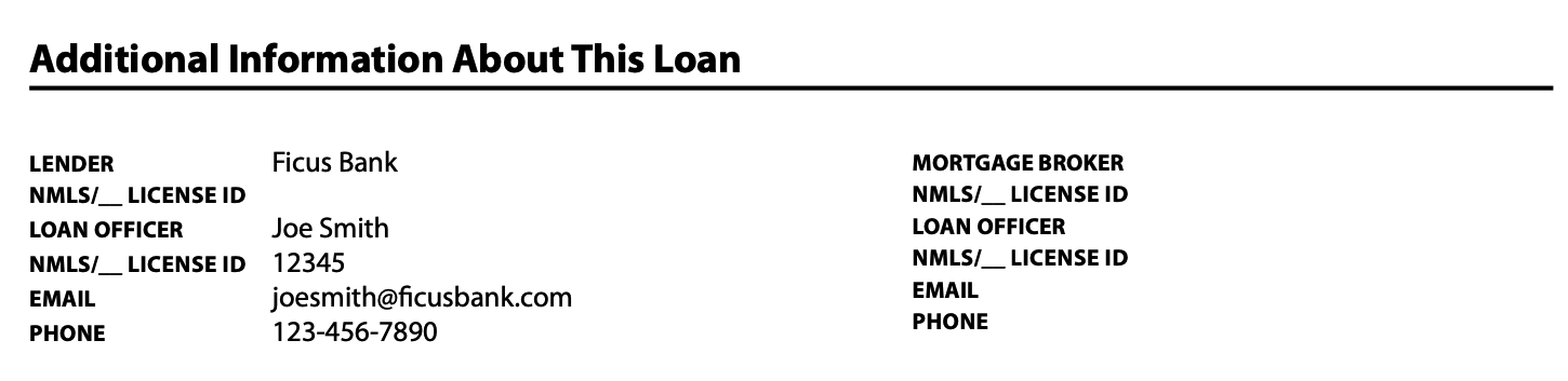 Graphic: Additional Information In The Loan Estimate About Your Mortgage Loan