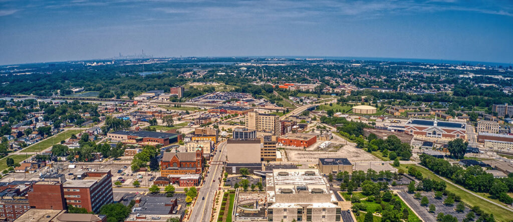 Hammond, Indiana Aerial View Of Downtown